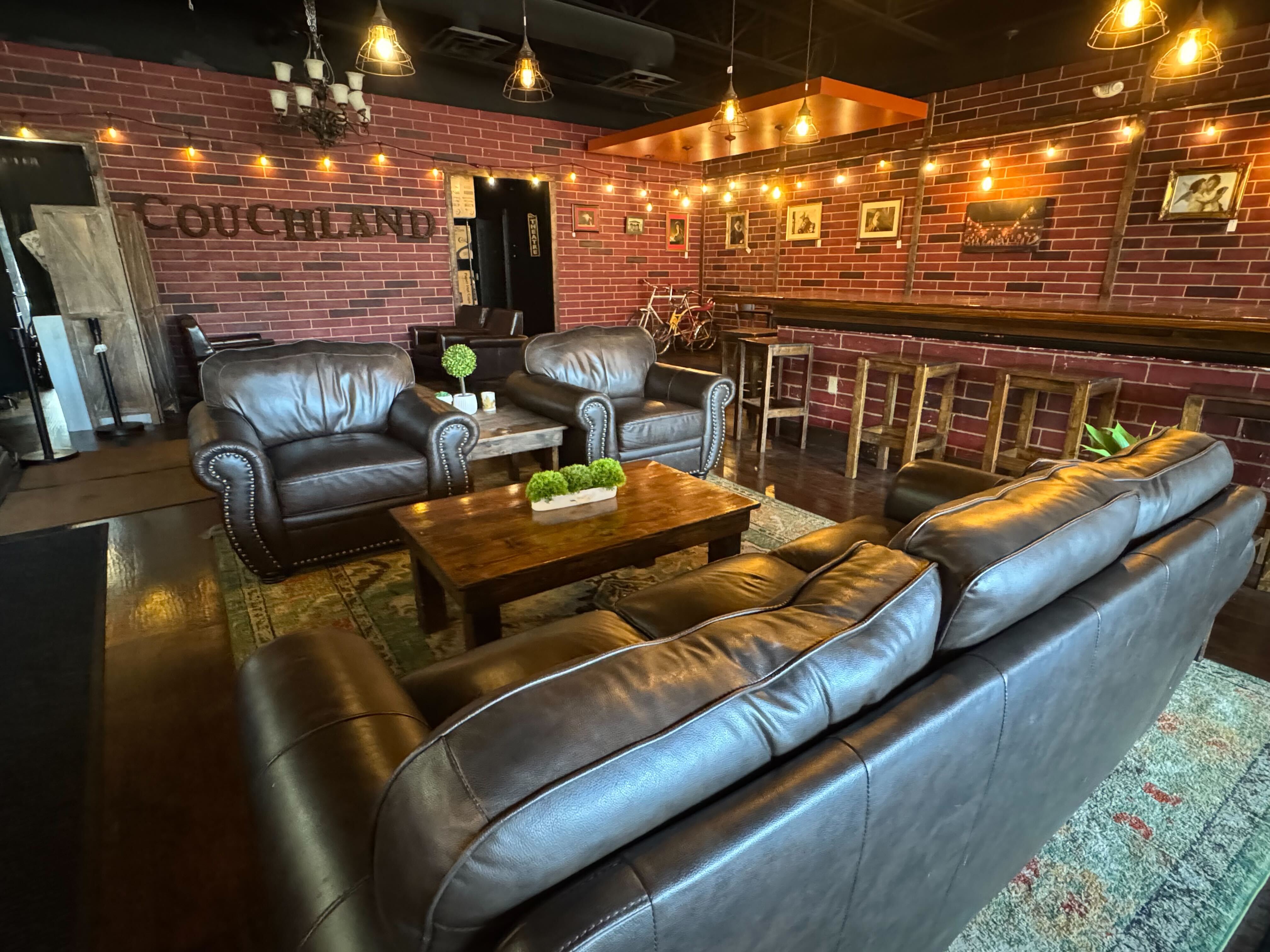 The living room lounge with leather couches